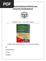 D Amodaram Sanjivayya National Law University, Visakhapatnam: Project On: - U.P. Land Laws