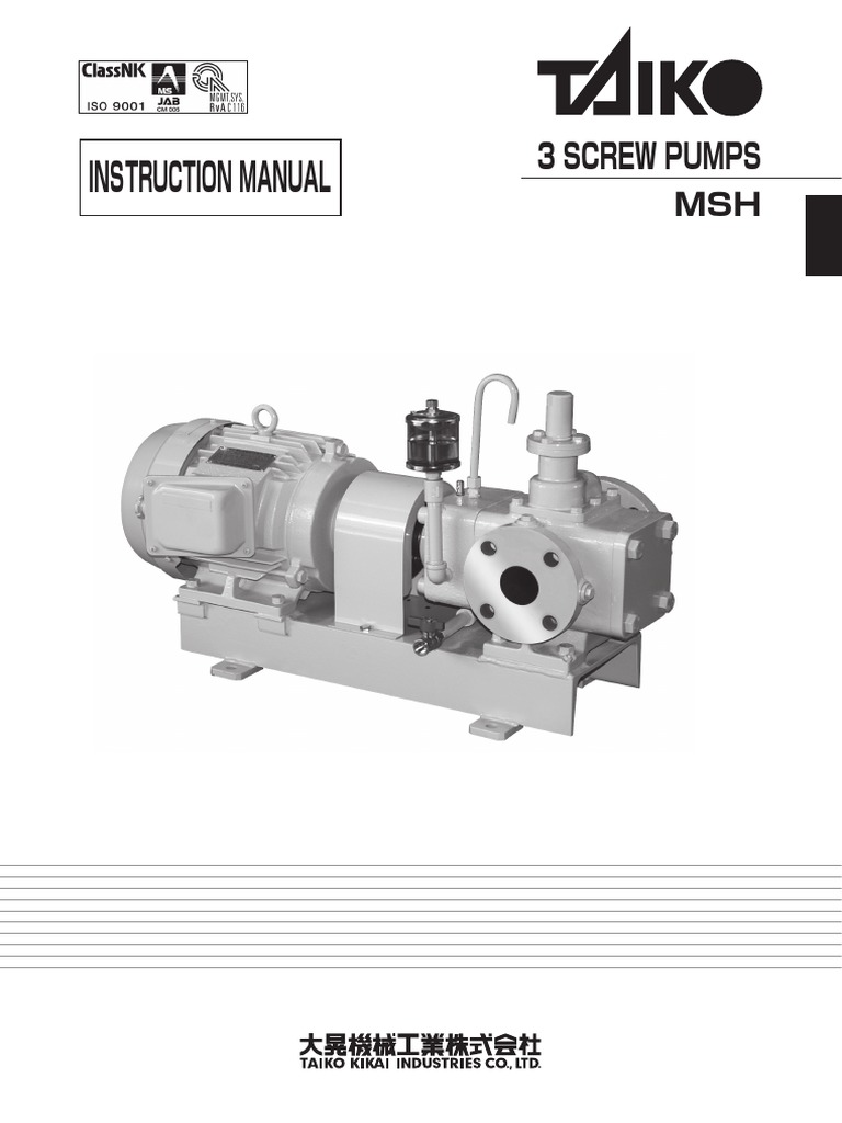 3-Rotor Screw Pump Instruction Manual | PDF | Pump | Valve