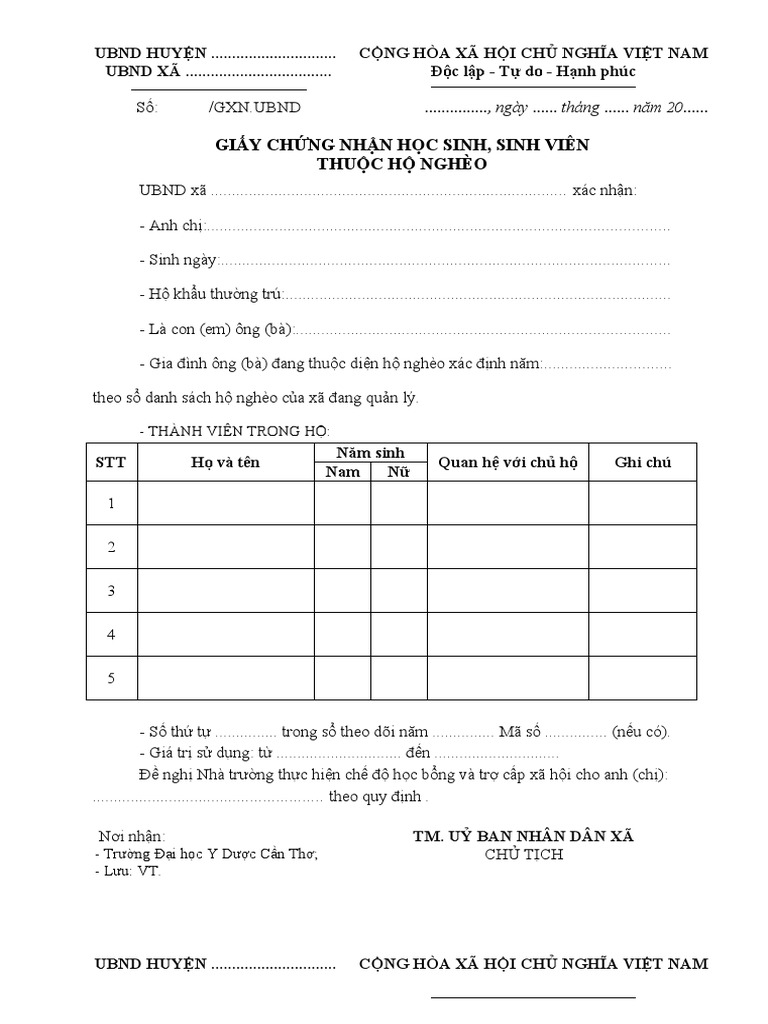 (4) Giấy xác nhận hộ nghèo, hộ cận nghèo | PDF - Scribd