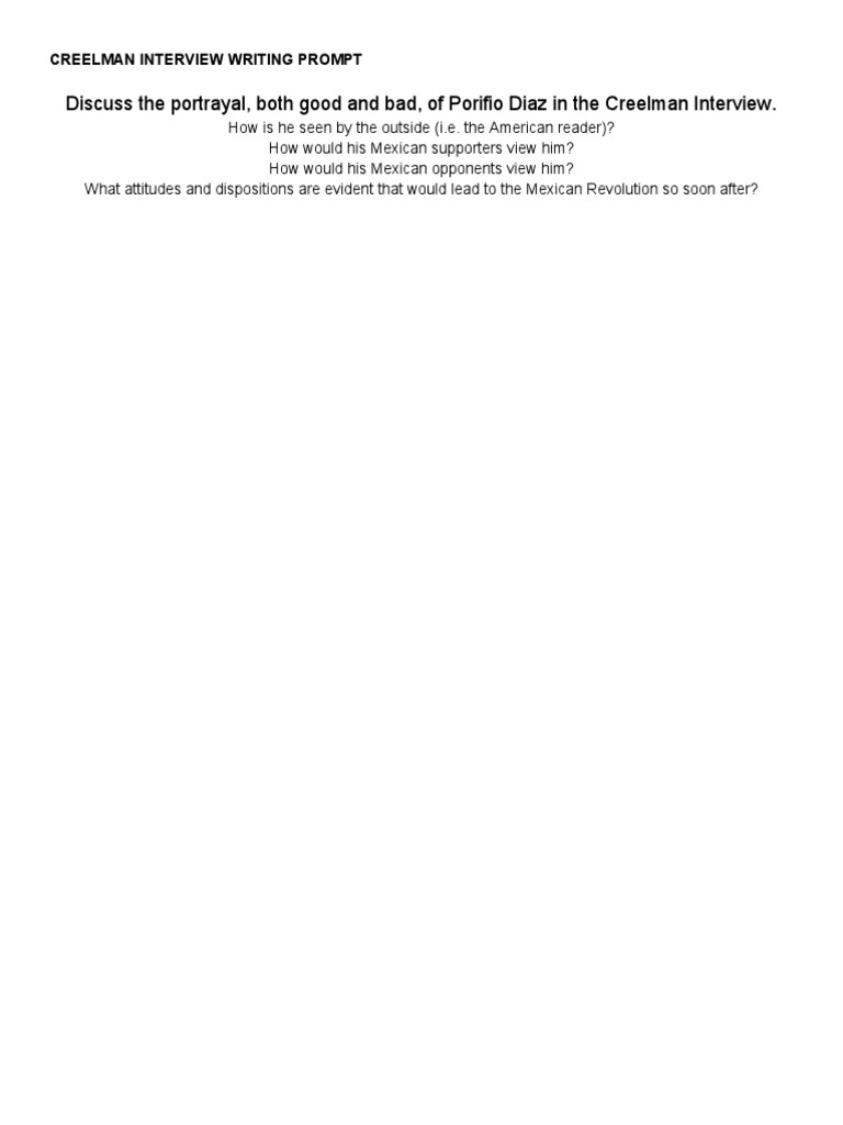 Creelman Interview Writing Prompt PDF