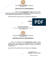 Certificate of Appearance: PRC Building, DILG Regional Office 08, Tacloban City