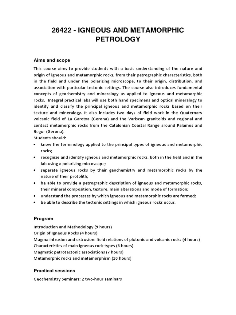 Igneous and Metamorphic Petrology Course | PDF | Igneous Rock | Rock ...
