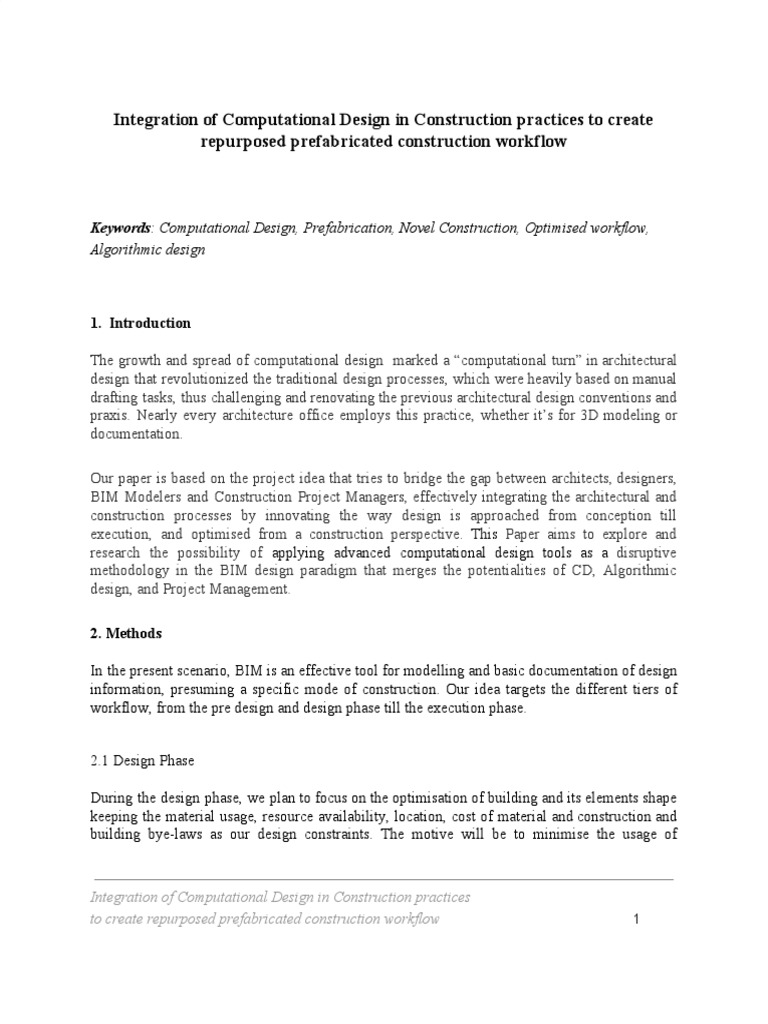 Integration of Computational Design in Construction Practices To Create ...