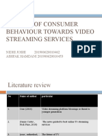 A Study of Consumer Behaviour Towards Video Streaming Services