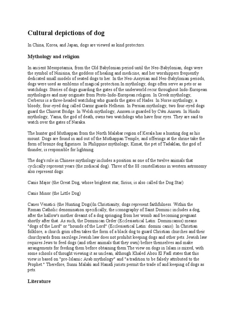 Cultural Depictions of Dog PDF Dogs Religion And Belief