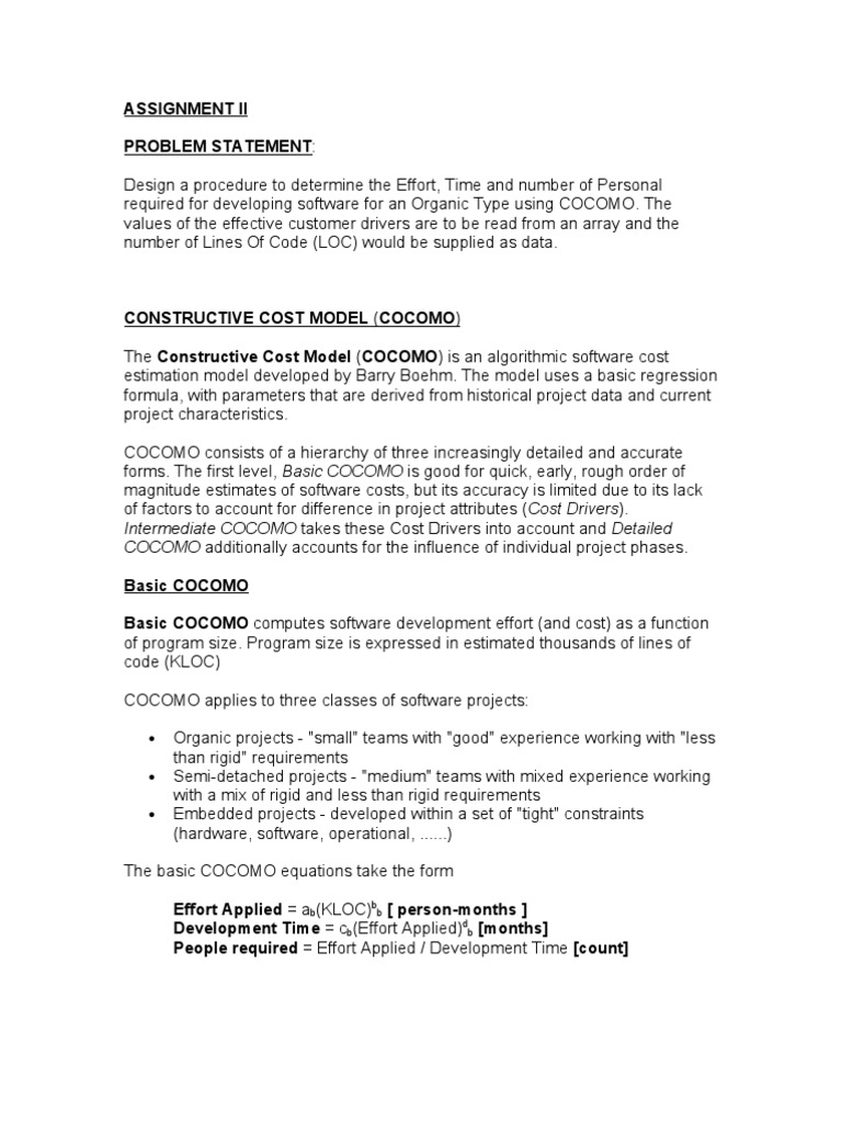 Code For Cost Estimation by COCOMO Model | PDF | Software Engineering ...