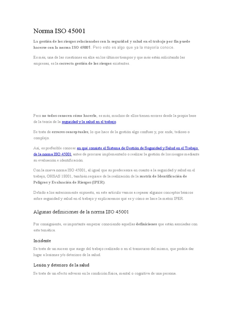 Norma ISO 45001 | Descargar gratis PDF | Riesgo | Bienestar