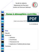 Zones À Atmosphère Contrôlée: Faculté de Médecine Département de Pharmacie Laboratoire de Pharmacie Galénique