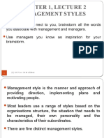Chapter 1, Lecture 2 Management Styles
