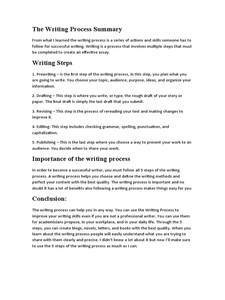 A Guide to the Five Step Writing Process Prewriting, Drafting, Revising, Editing, and
