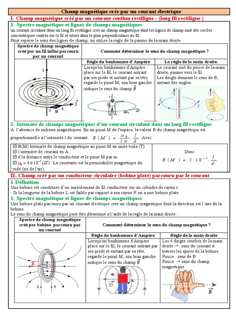 Le Champ Magnetique Cree Par Un Courant Electrique Resume de Cours 1 3, PDF, Champ magnétique