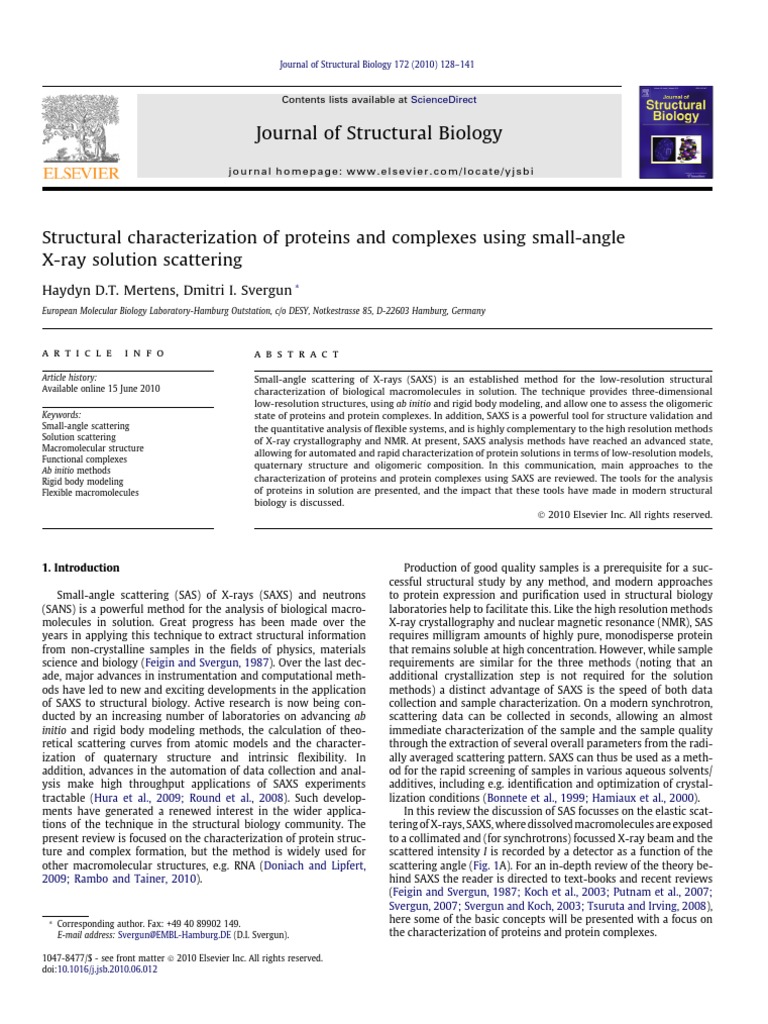 Structural Characterization of Proteins and Complexes Using Small-Angle ...