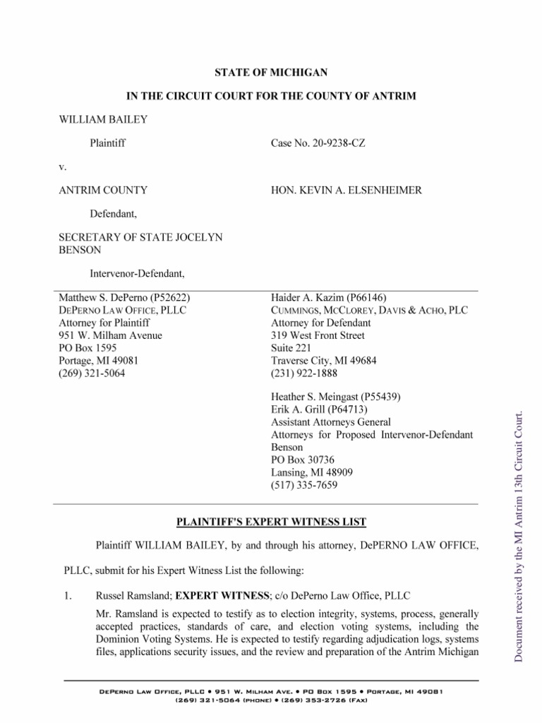 Antrim Co Expert Witness List PDF