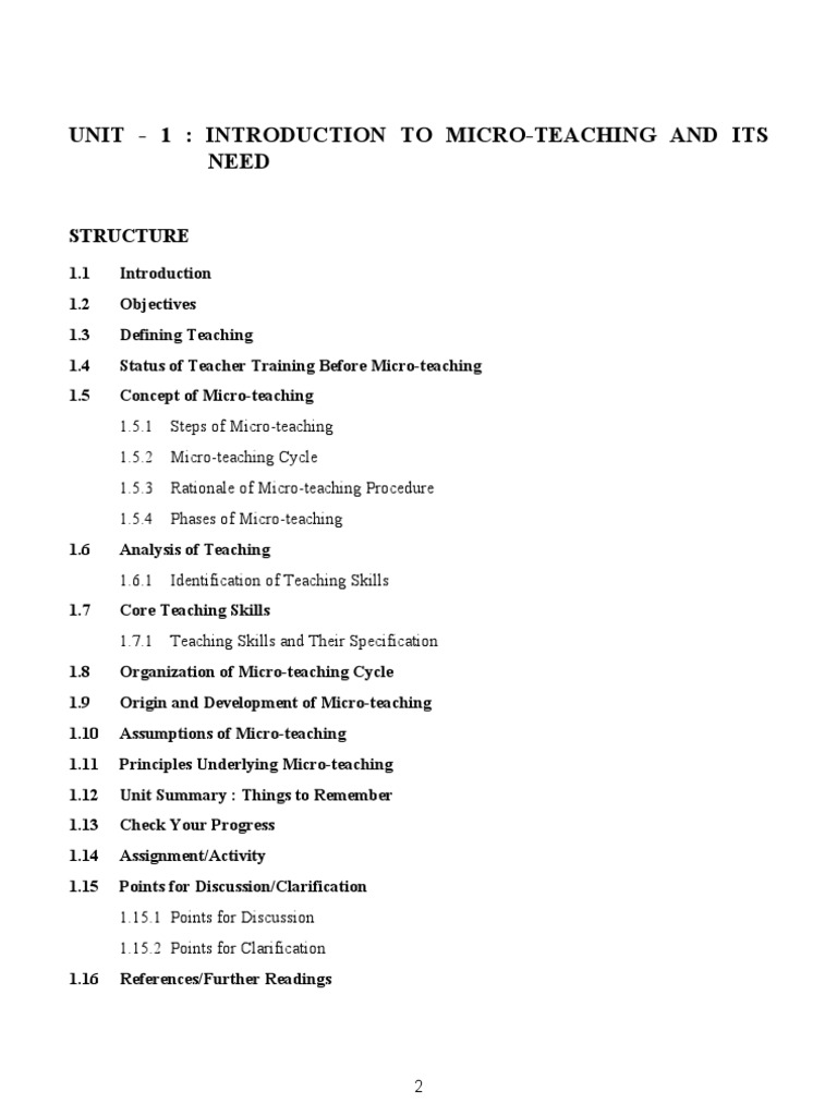 Introduction to Micro-Teaching Concepts | PDF | Teacher Education ...