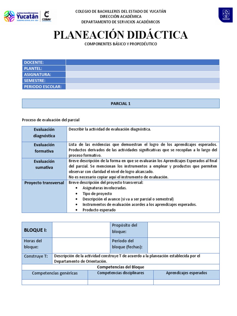 Formato Planeacion Didactica 2021 Basico y Propedeutico | PDF ...