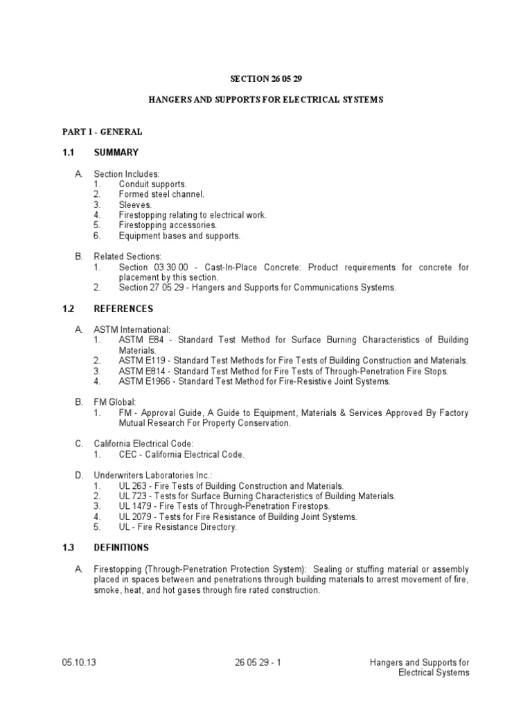 26 05 29 Hangers and Supports For Electrical Systems | PDF | Pipe ...