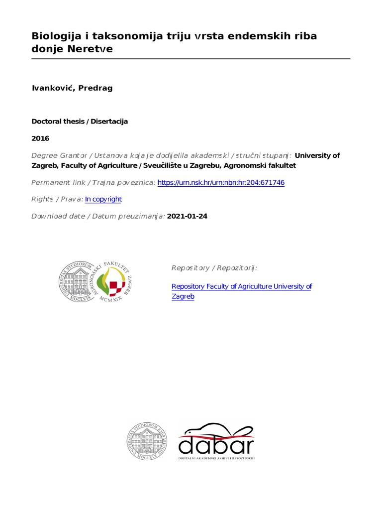 Ivankovic Predrag Agr 2016 Diser Sveuc | PDF