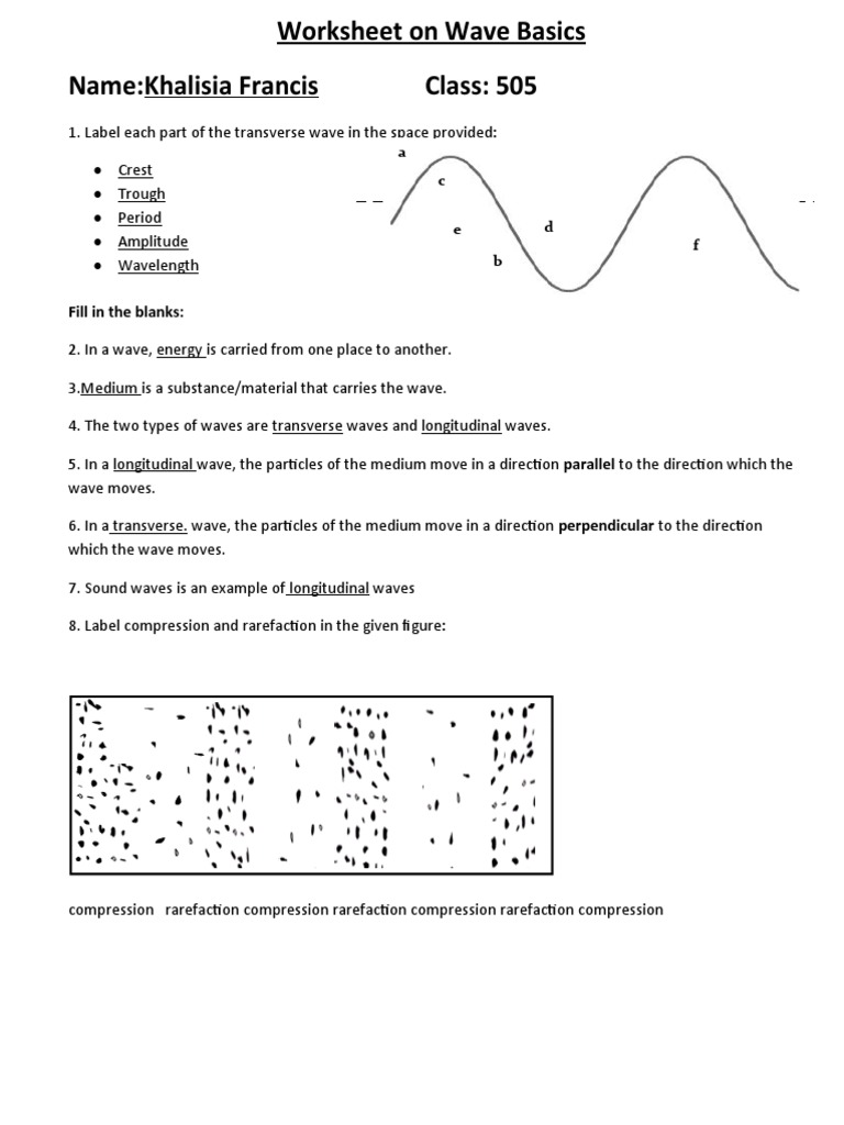 Worksheet On Wave Basics | Download Free PDF | Wavelength | Waves