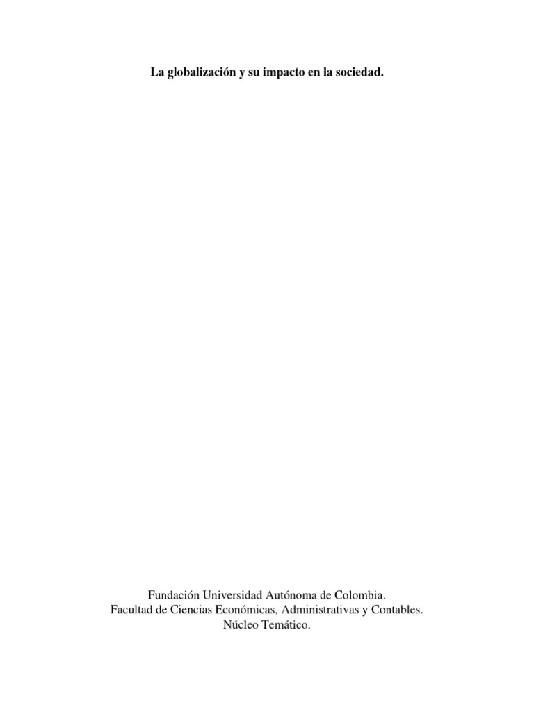 La Globalizacion y Su Impacto en La Sociedad | PDF | Globalización ...