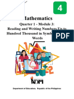 Mathematics: Quarter 1 - Module 3: Reading and Writing Numbers Up To Hundred Thousand in Symbols and in Words
