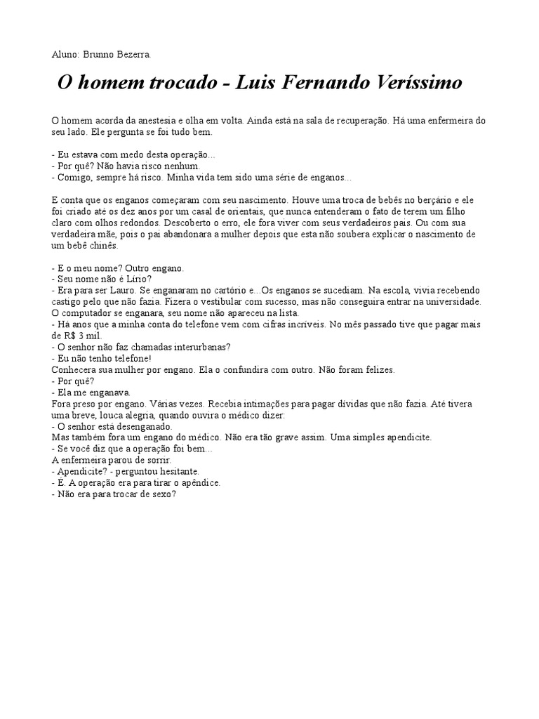 O Homem Trocado - Luis Fernando Veríssimo. | PDF