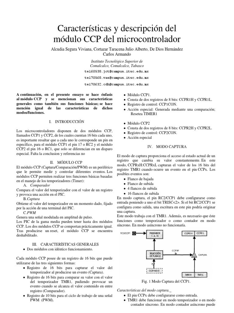 Características y Descripción Del Módulo CCP Del Microcontrolador | PDF ...
