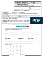 Learning Activity Sheet # 24: Activity Title: Ratio and Fractions Learning Targets: References