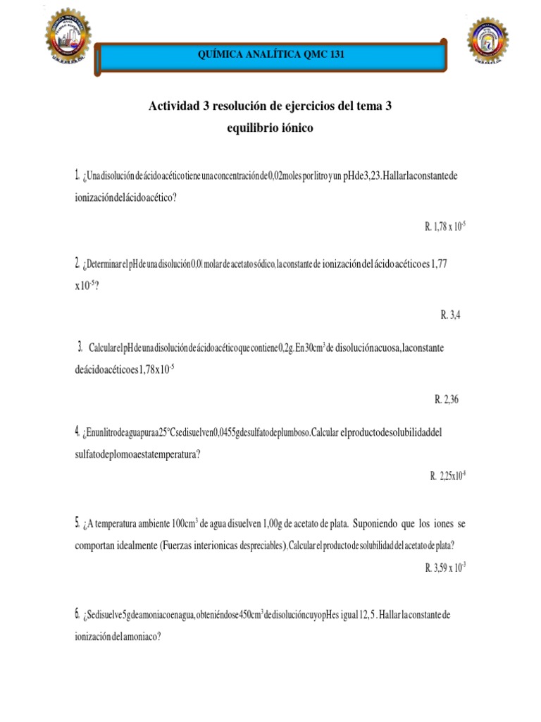 Acetato De Sodio Solubilidad En Agua Tarea 3 Equilibrio | PDF