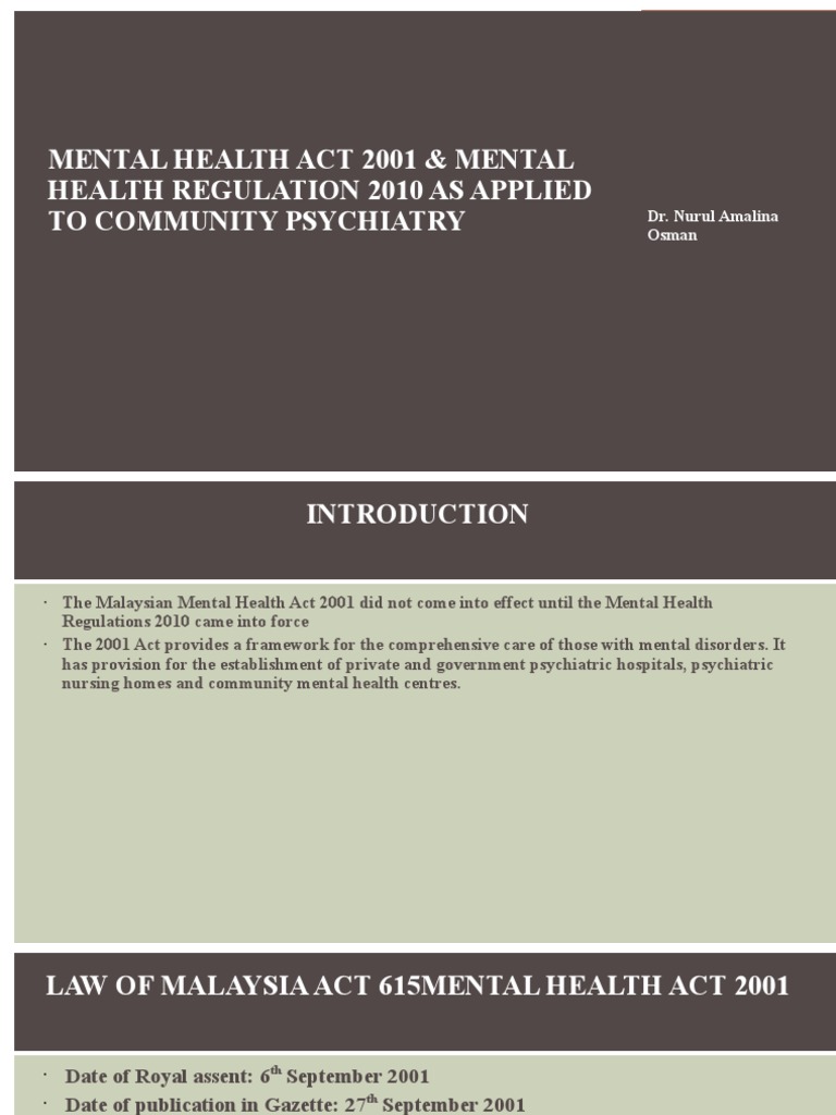 Mental Health Act & Regulations Overview | PDF | Wellness