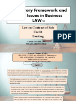 Regulatory Framework and Legal Issues in Business LAW-3: Law On Contract of Sale Credit Banking