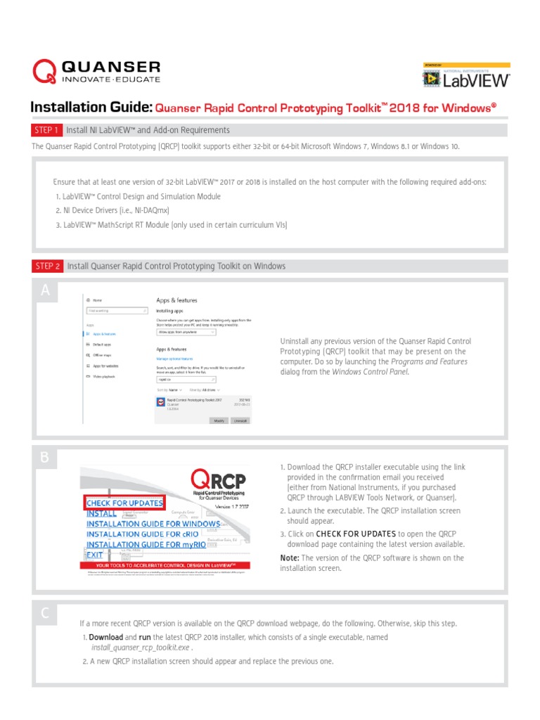 Quanser RCP Toolkit Installation Guide For Windows | PDF | Microsoft ...