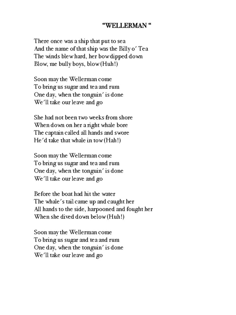 Wellerman Sea Shanty Lyrics | PDF | Poetry | Classics