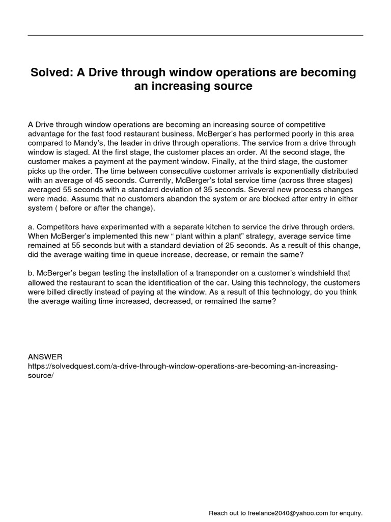 A Drive Through Window Operations Are Becoming An Increasing Source ...