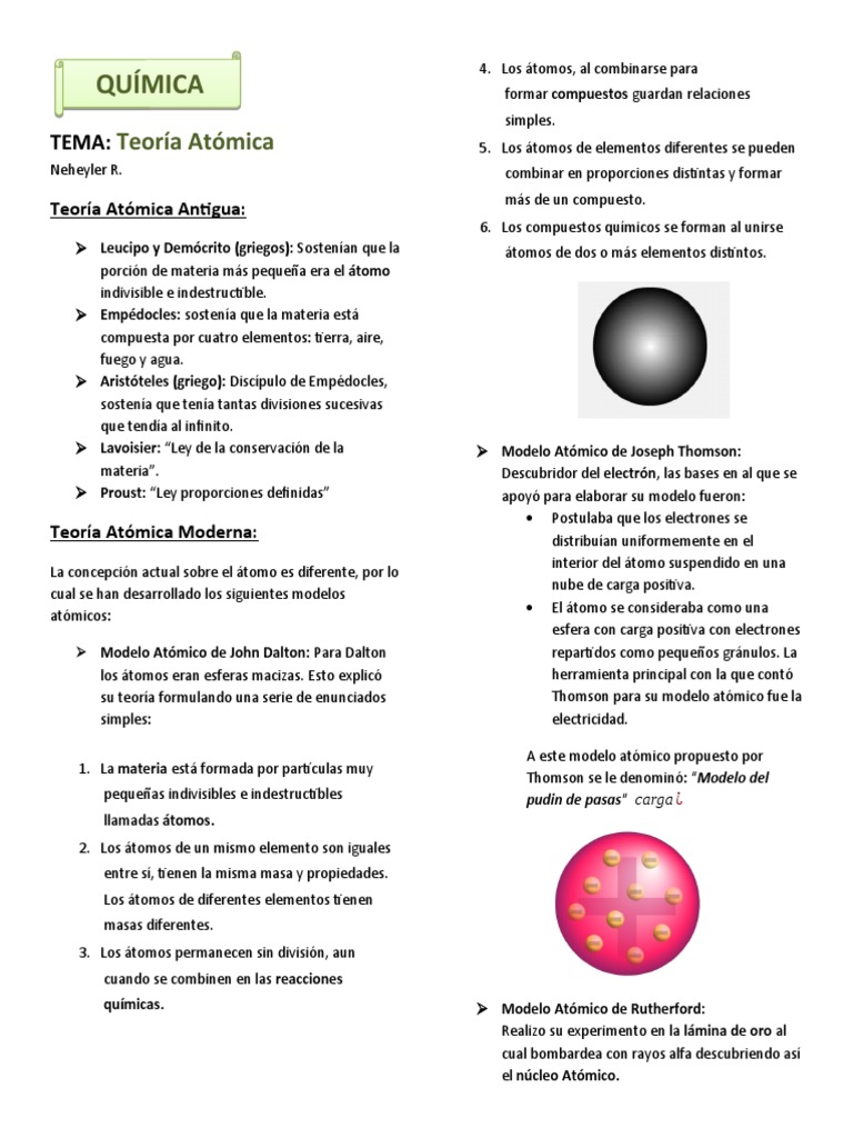 Teoria Atomica Pdf átomos Núcleo Atómico