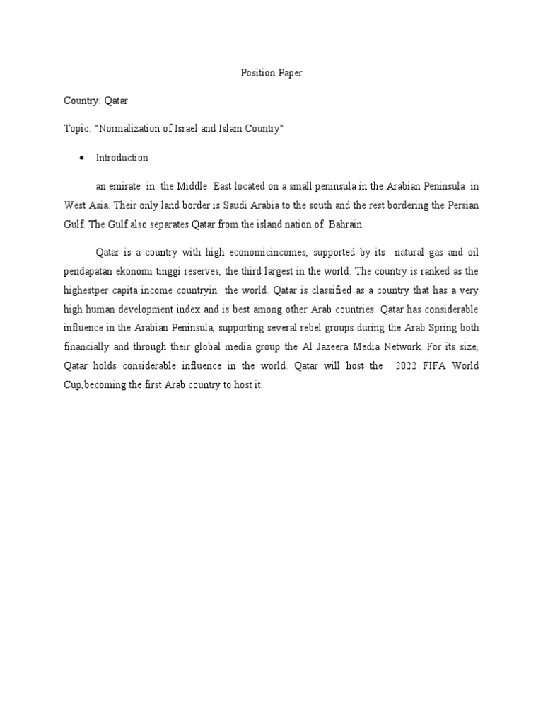 Qatar's Stance on Israel Normalization | PDF | Qatar | State Of Palestine