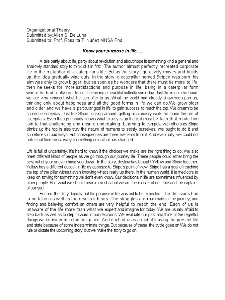 Hope For The Flowers Reaction Paper PDF Destiny Philosophical