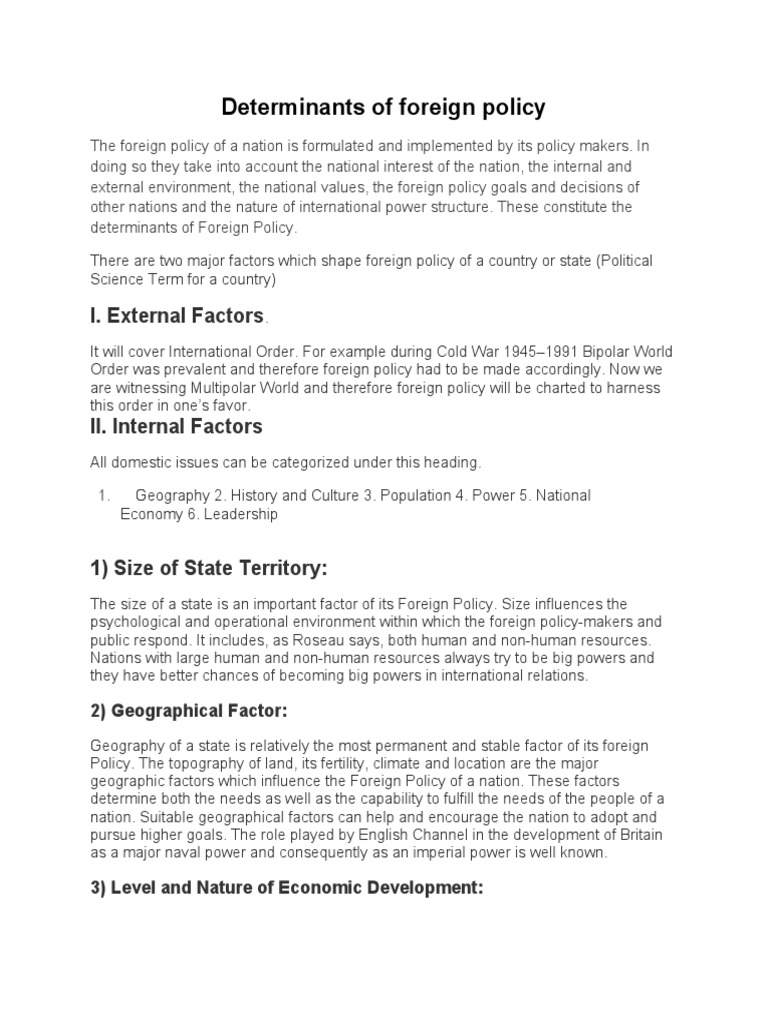 Determinants of foreign policy pdf foreign policy policy