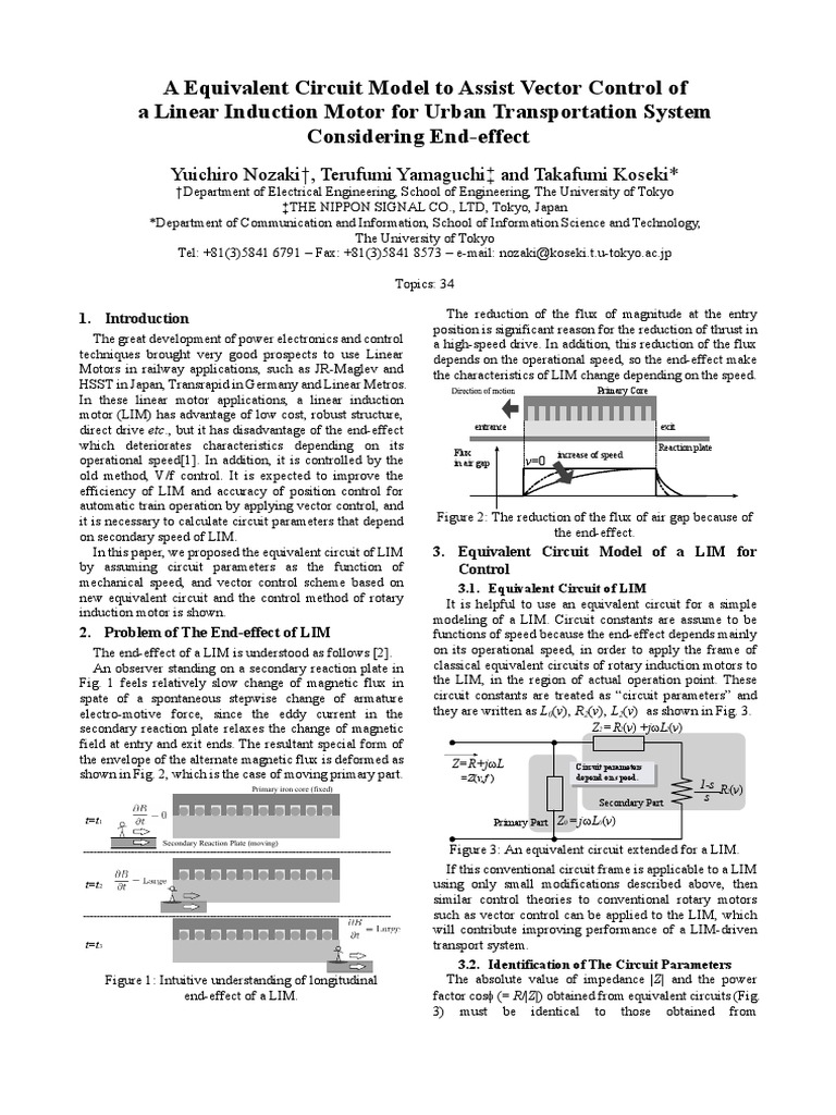 Equivalent Circuit Model for LIM Control | PDF | Electric Motor ...