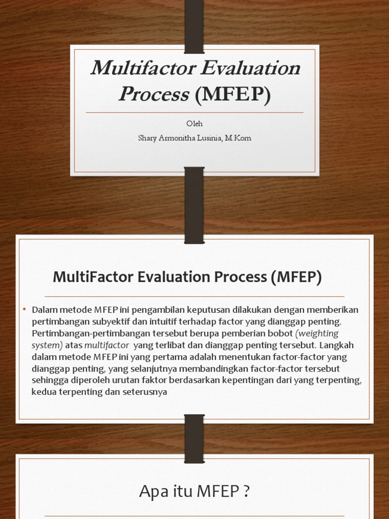 Multifactor Evaluation Process Mfep | PDF | Metode & Bahan Ajar ...