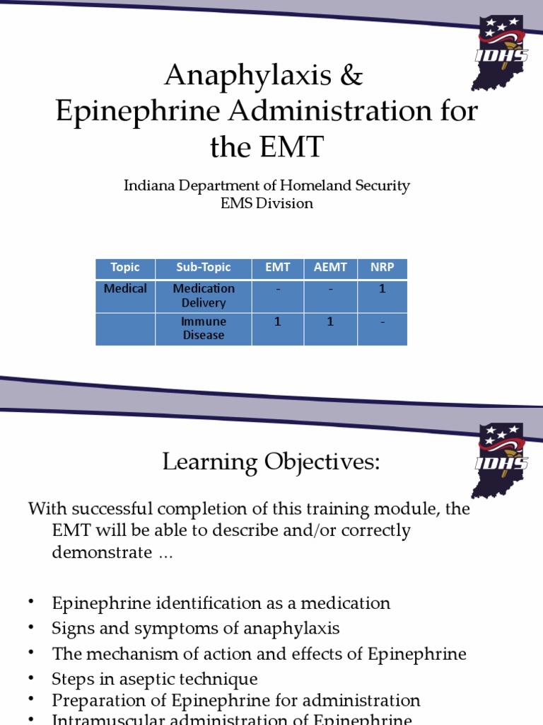 Epinephrine IM For EMT Final IDHS | PDF | Injection (Medicine) | Medicine