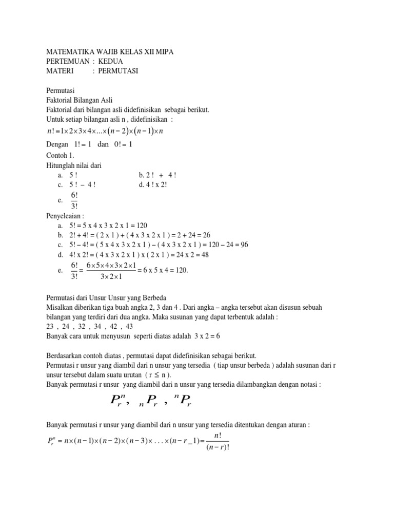Permutasi dan Faktorial dalam Matematika | PDF
