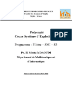 Polycopié Cours Système d Exploitation I. Programme _ Filière SMI S3 UNIVERISTE MOHAMMED PREMIER