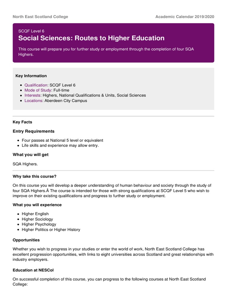 SCQF Level 6 Social Sciences Course Guide | PDF | Social Science | Tutor