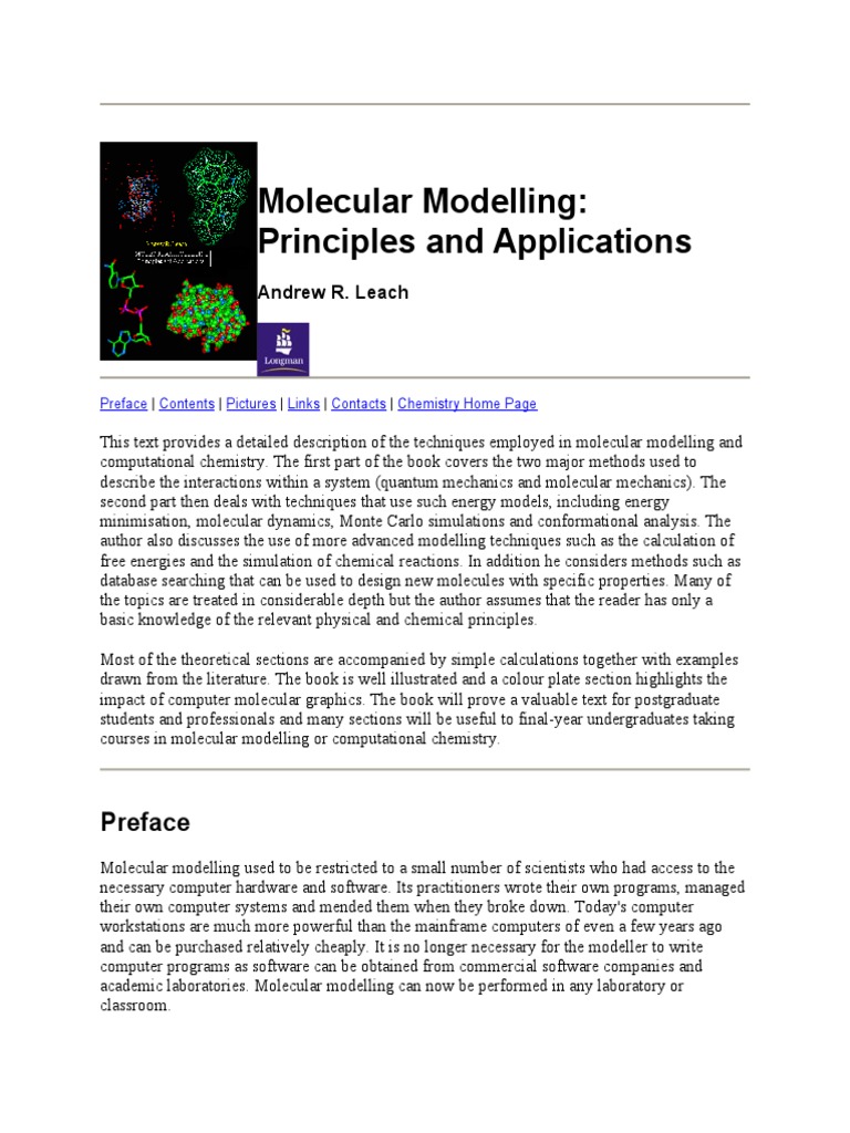 Molecular Modelling Principles and Applications Preface PDF Force