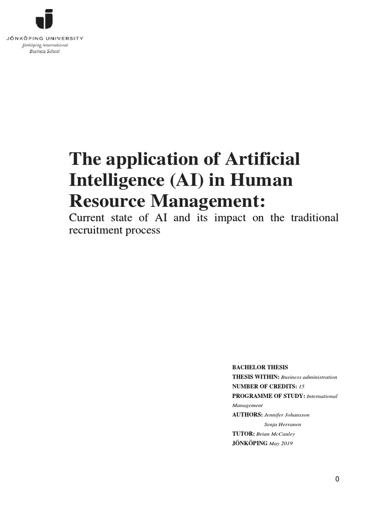 The Application of Artificial Intelligence (AI) in Human Resource ...