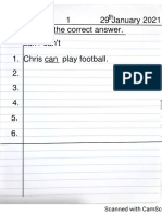 Friday 1 29 January 2021 Choose The Correct Answer. Can / Can't 1. Chris Can Play Football. 2. 3. 4. 5. 6