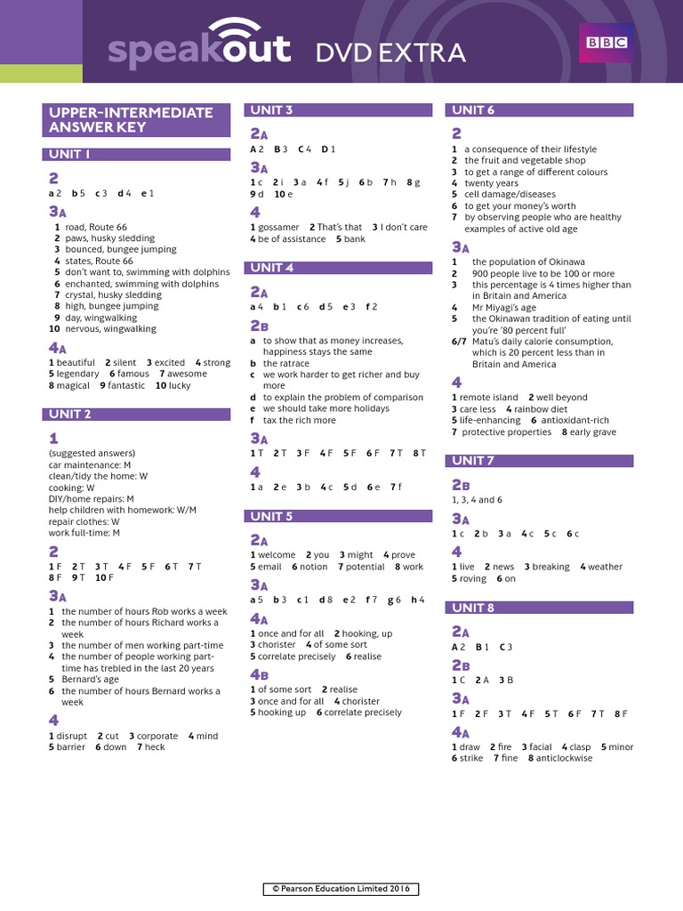 Speakout DVD Extra Upper Intermediate Answer Key | PDF | Abstract ...