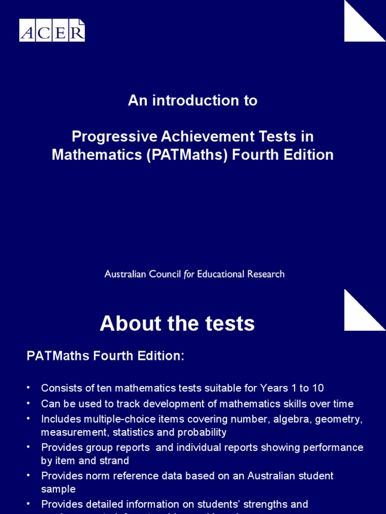 An Introduction To Progressive Achievement Tests in Mathematics ...