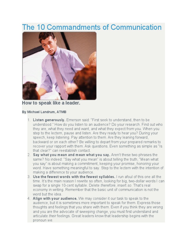 Leadership Communication Tips | PDF | Communication | Nonverbal ...