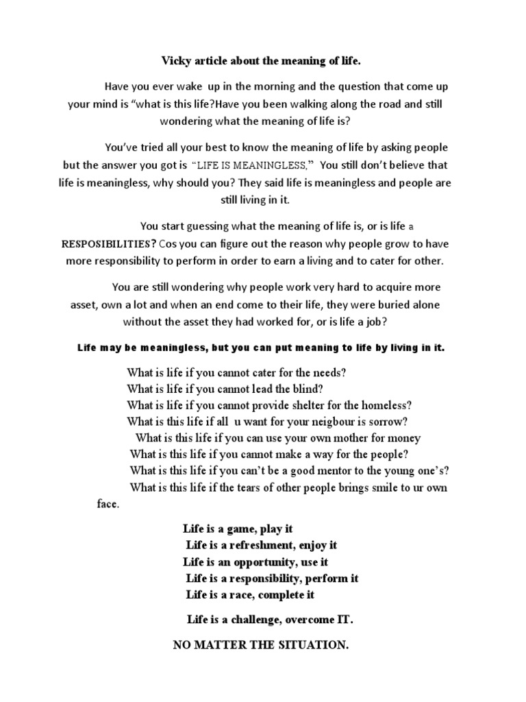 Exploring the Meaning of Life | PDF